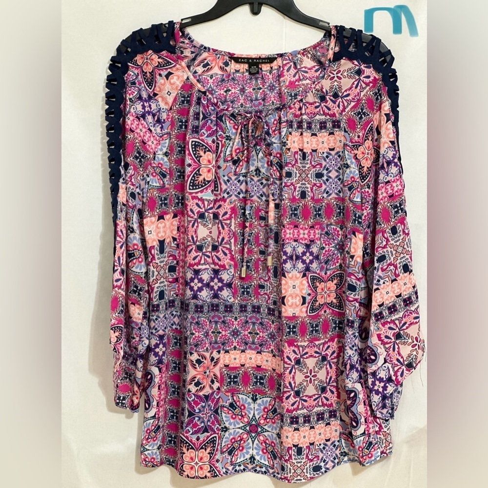 LADIES NAVY BLUE, PINK & ORANGE TOP